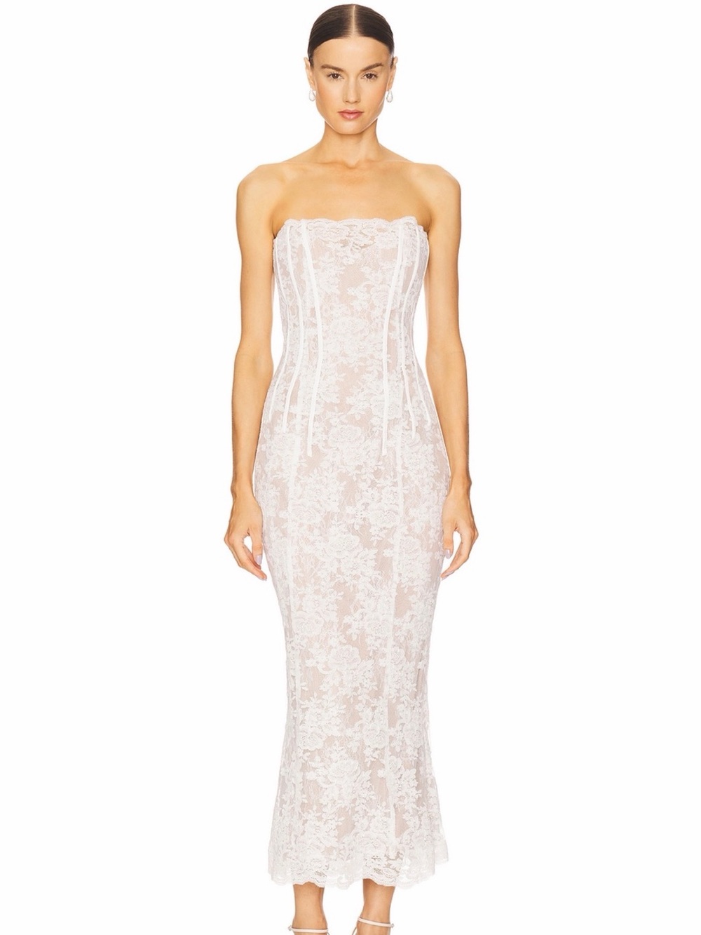 V. Chapman White Lace Strapless Mermaid Dress